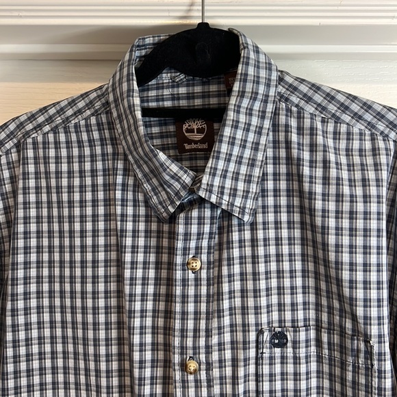 Timberland Plaid Navy Blue Buttoned Shirt - Large - Picture 3 of 10